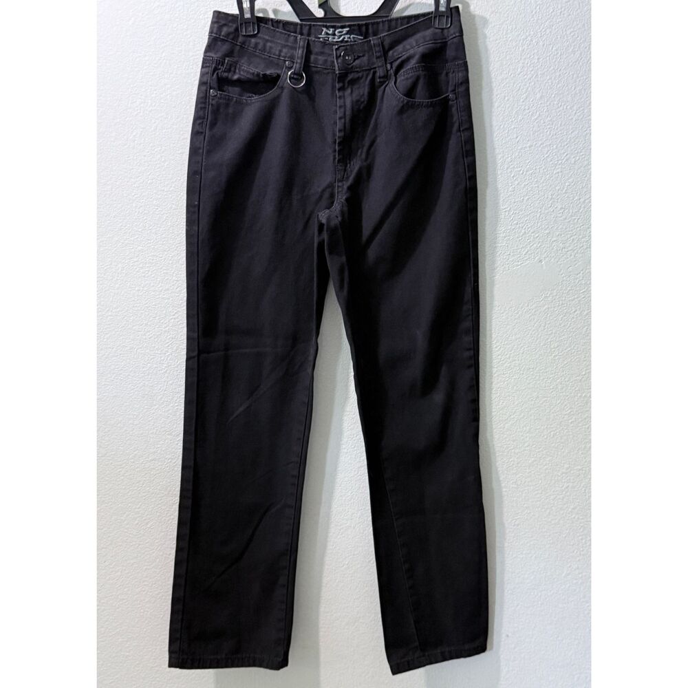 No Fear Black Denim Jeans Women's Size 16 Cotton Blend Straight Leg Motorcycle